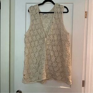 Vintage Silk Hand Crochet Floral Vest